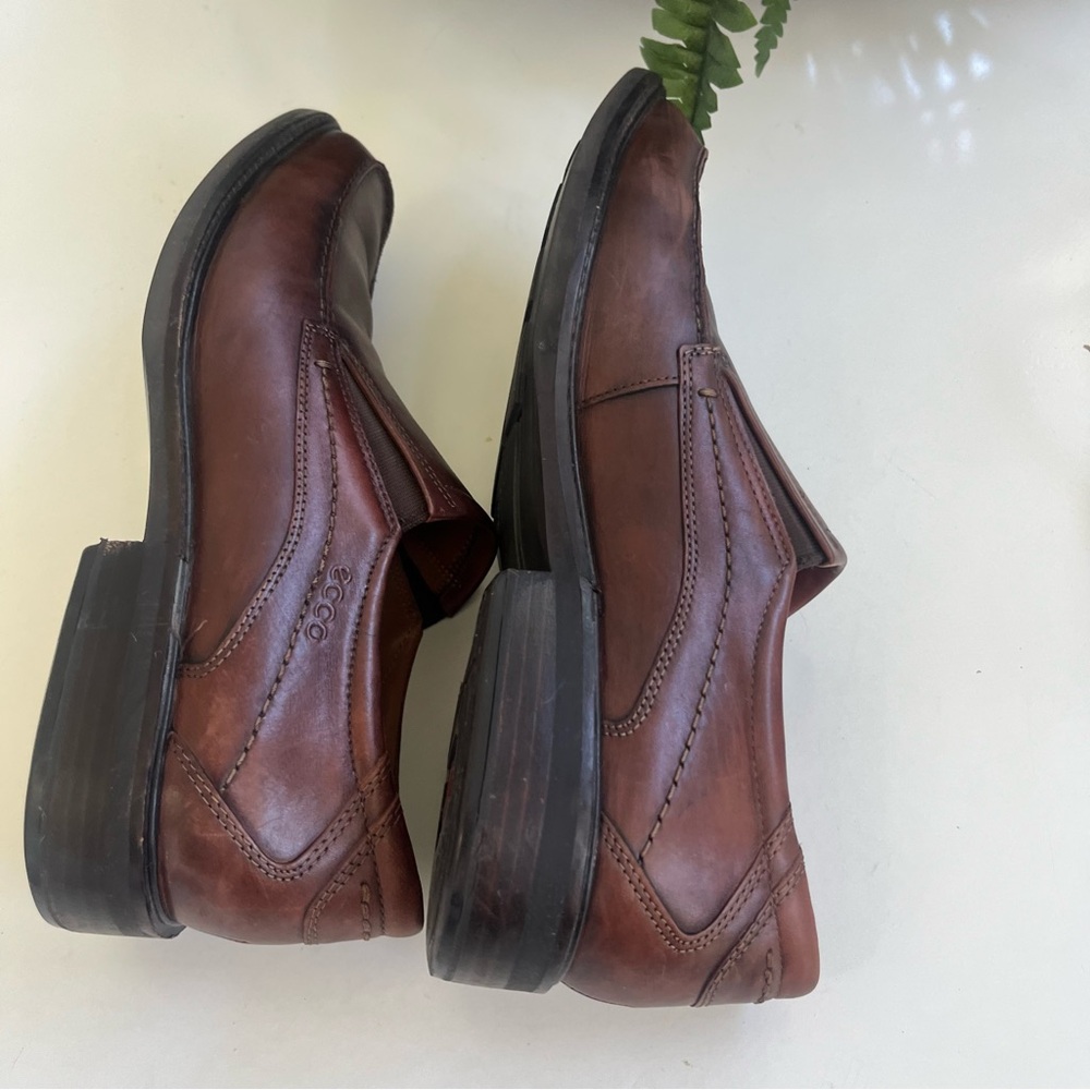 Ecco Shockpoint Brown Leather Apron Loafer Rubber Sole Mens Sz 11 EU 45 - Picture 8 of 16